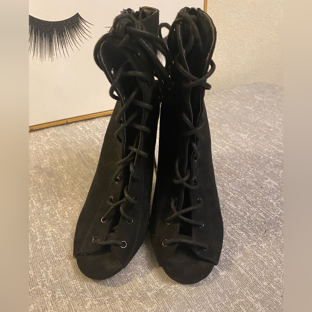 Forever 21 Black Lace-Up Boots